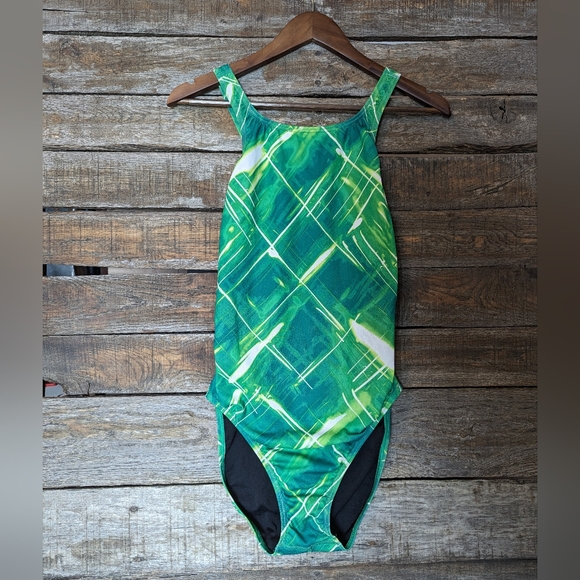 Speedo Green Solar Strobe Recordbreaker Performance One Piece Swim Suit - Picture 2 of 8